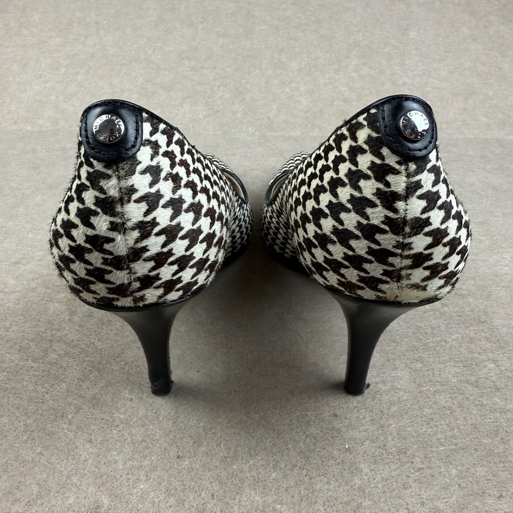 Michael Kors Heels Womens 9M Black White Houndstooth Dorothy MK-Flex Mid Pump - Picture 2 of 10